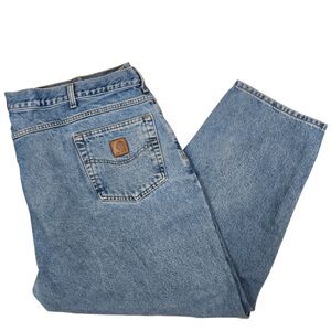 Carhartt Mens 5 Pocket Style Medium Wash Denim Blue Jeans 46x28